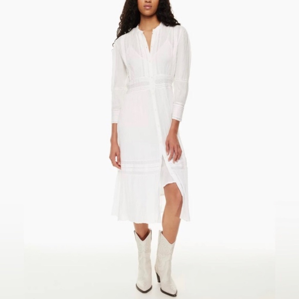 Wilfred White Pintuck Midi Shirt Dress